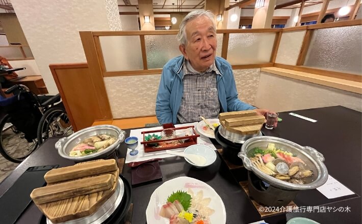 介護旅行_山口県ユウベルホテル松政夕食